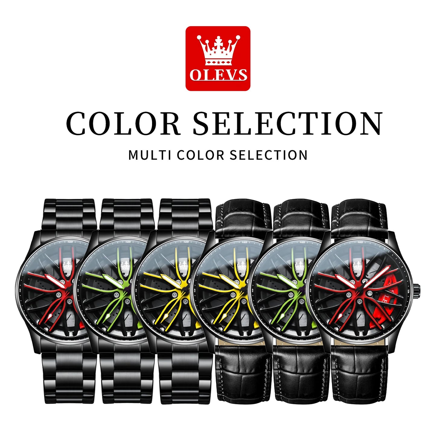 OLEVS Wheel Luxury Watch Waterproof Rotary Sport Car Rim Watch High Quality Fashion Best Selling Quartz