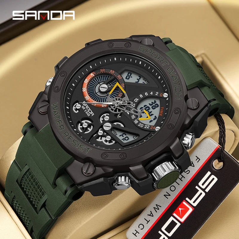 Sanda Watch Electric Watch Multi-Function Fashion Trend Outdoor Luminous Alarm Clock Waterproof Shockproof