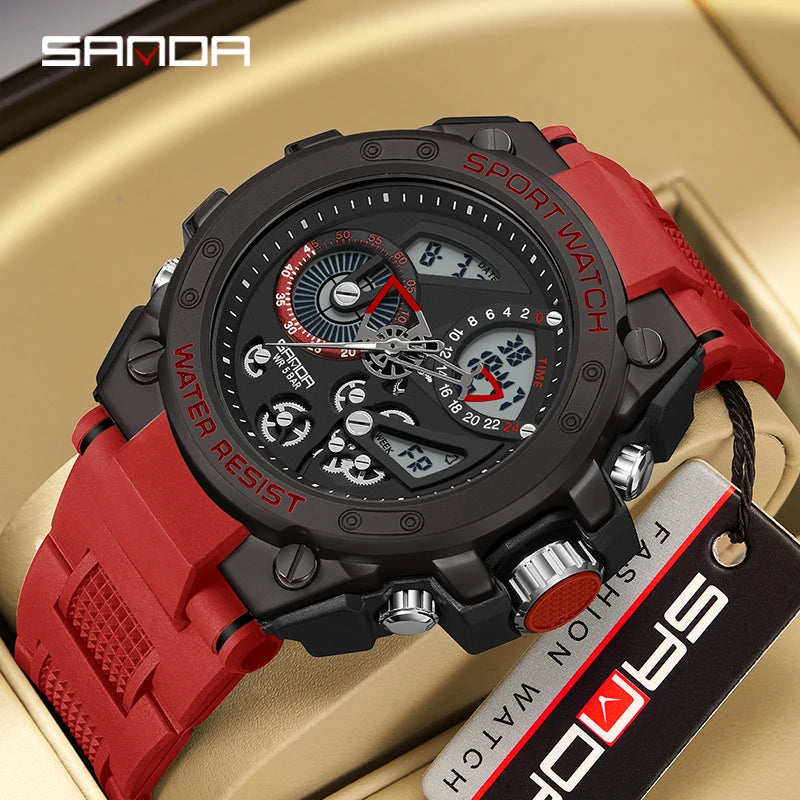 Sanda Watch Electric Watch Multi-Function Fashion Trend Outdoor Luminous Alarm Clock Waterproof Shockproof