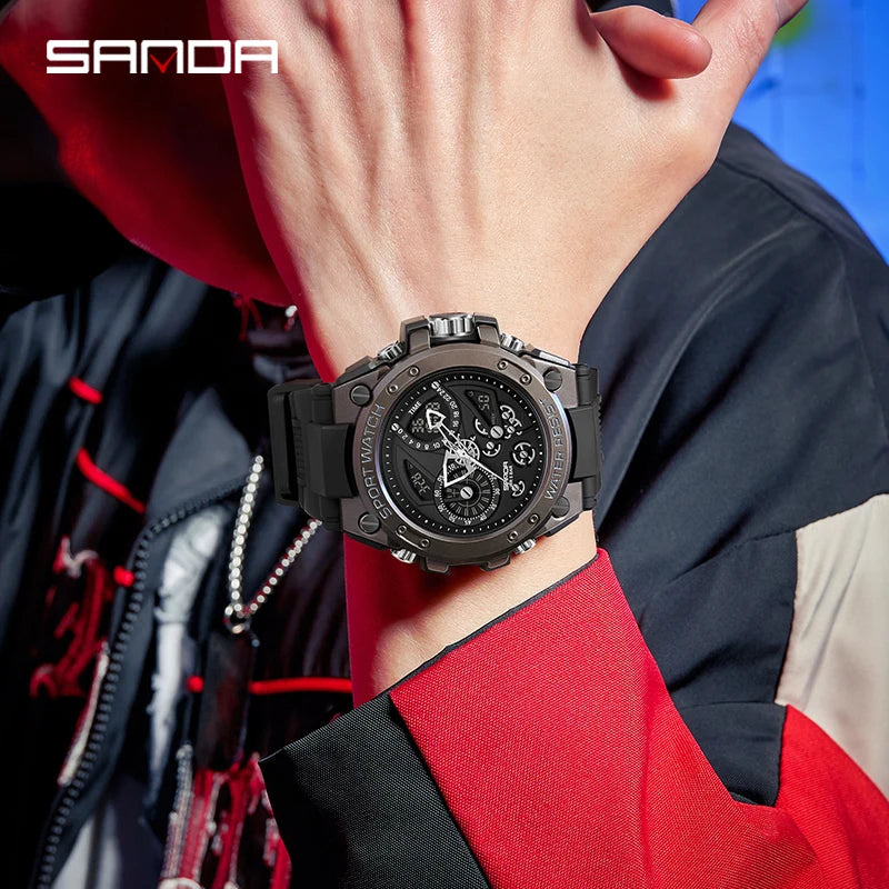 Sanda Watch Electric Watch Multi-Function Fashion Trend Outdoor Luminous Alarm Clock Waterproof Shockproof