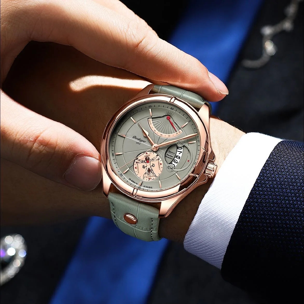 POEDAGAR Luxury Business Wristwatch Waterproof Luminous Date Week Watch