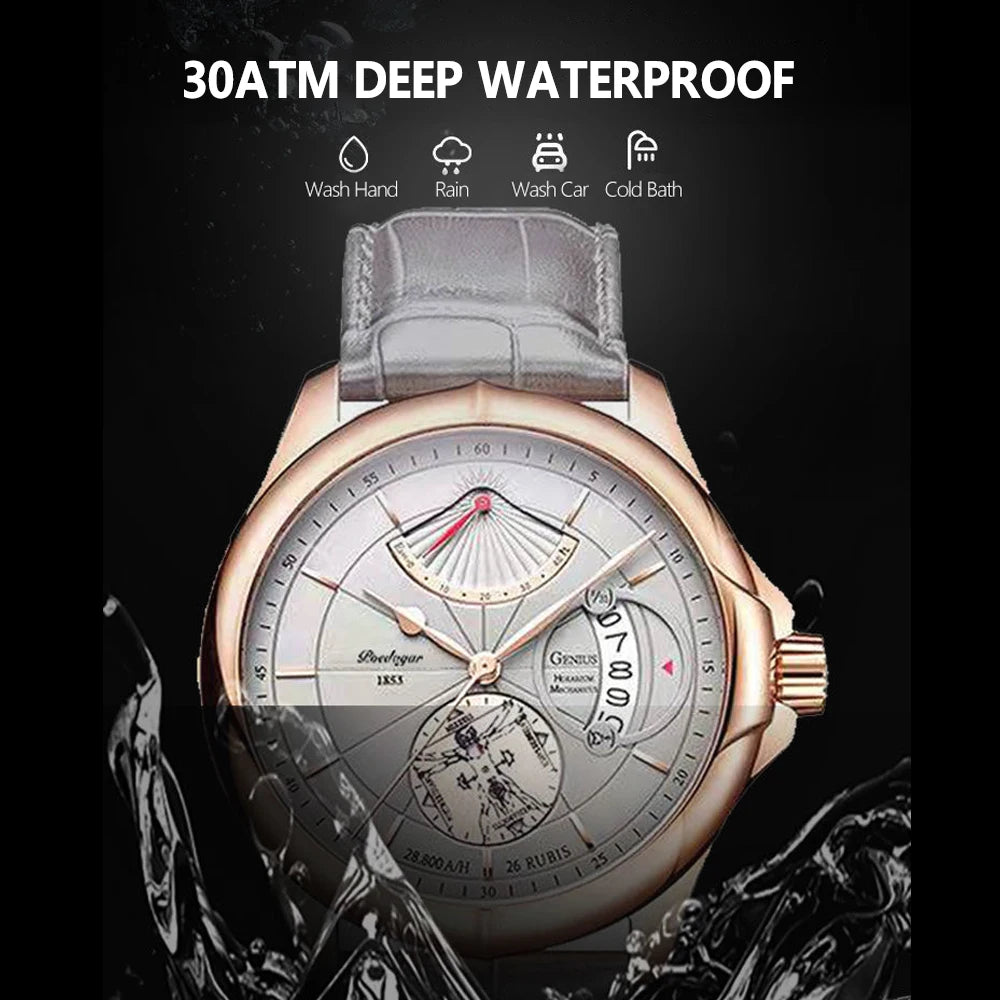 POEDAGAR Luxury Business Wristwatch Waterproof Luminous Date Week Watch