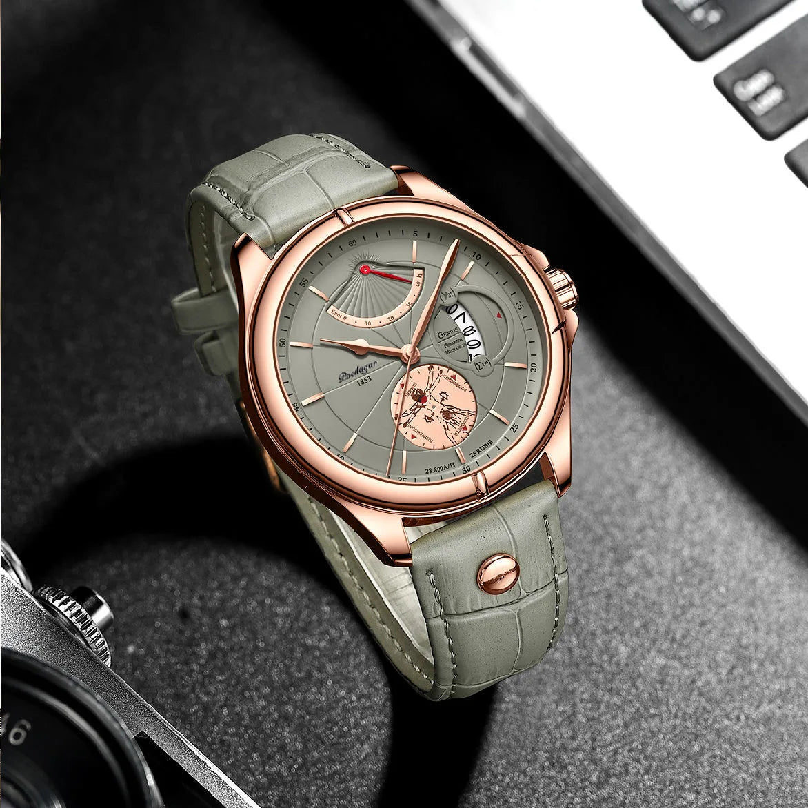 POEDAGAR Luxury Business Wristwatch Waterproof Luminous Date Week Watch