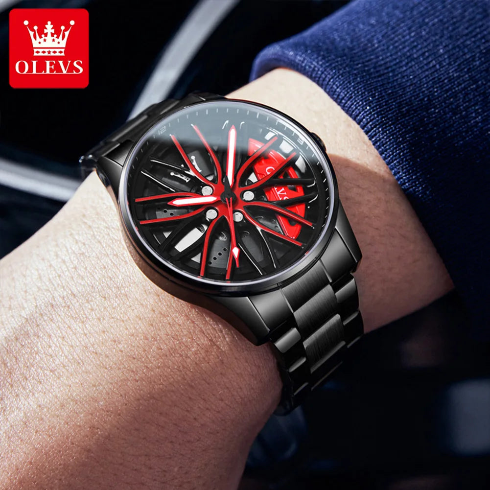 OLEVS Wheel Luxury Watch Waterproof Rotary Sport Car Rim Watch High Quality Fashion Best Selling Quartz